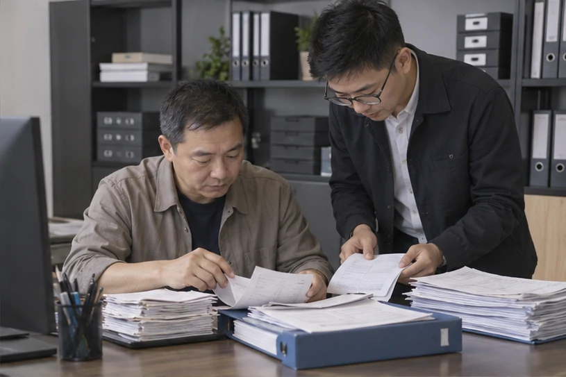 整理企业票据与日常账务资料的服务场景示意