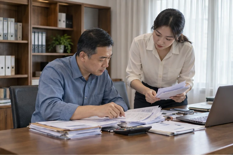 整理企业票据与日常账务资料的服务场景示意