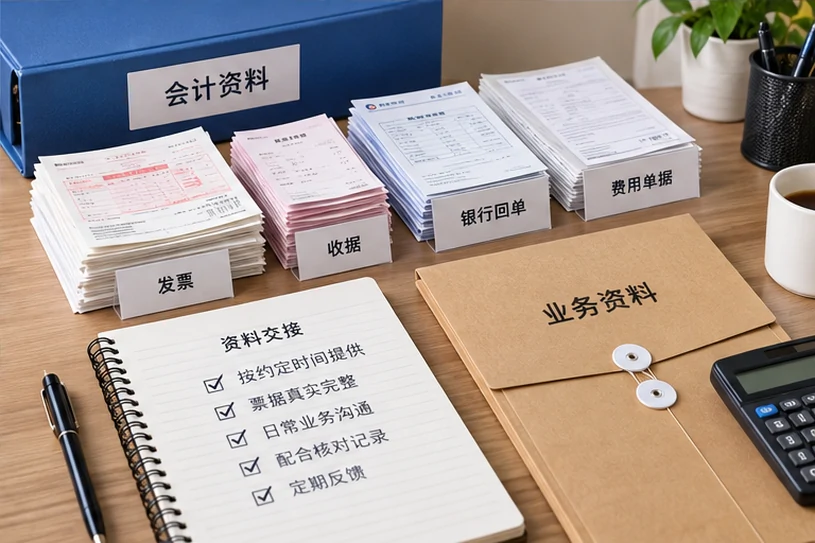 整理企业票据与日常账务资料的服务场景示意