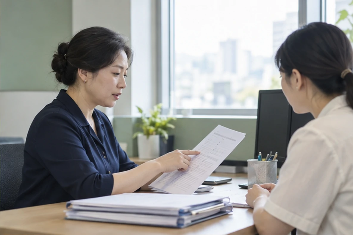 核对注册公司资料与办理事项的服务场景示意