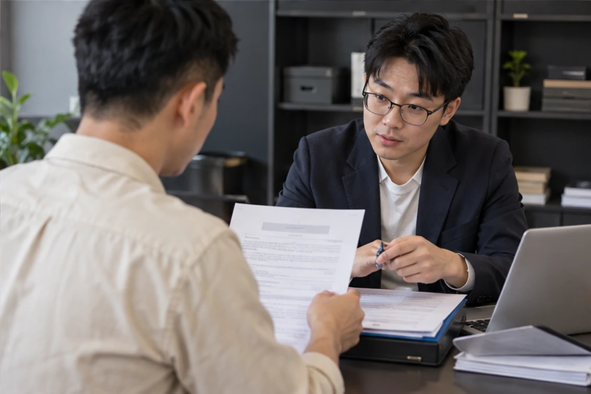 核对注册公司资料与办理事项的服务场景示意