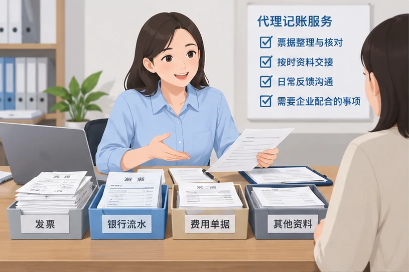 整理企业票据与日常账务资料的服务场景示意