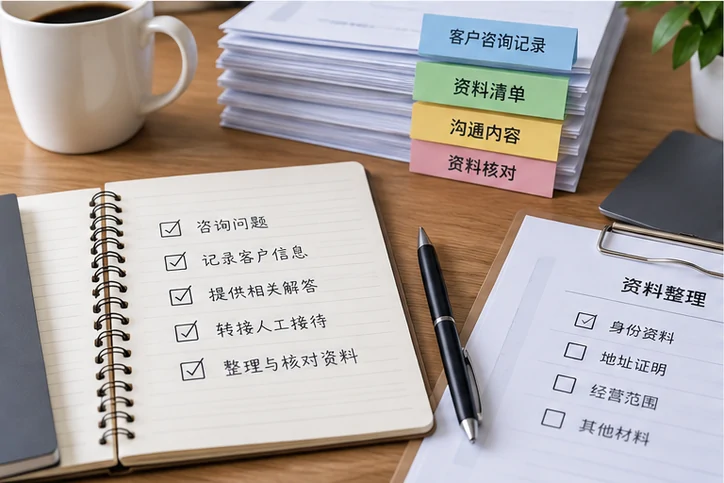在线客服接待与咨询整理的服务场景示意
