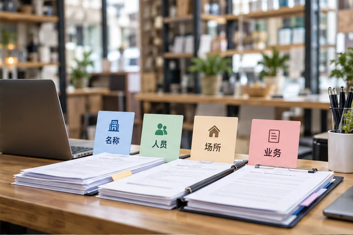 核对注册公司资料与办理事项的服务场景示意