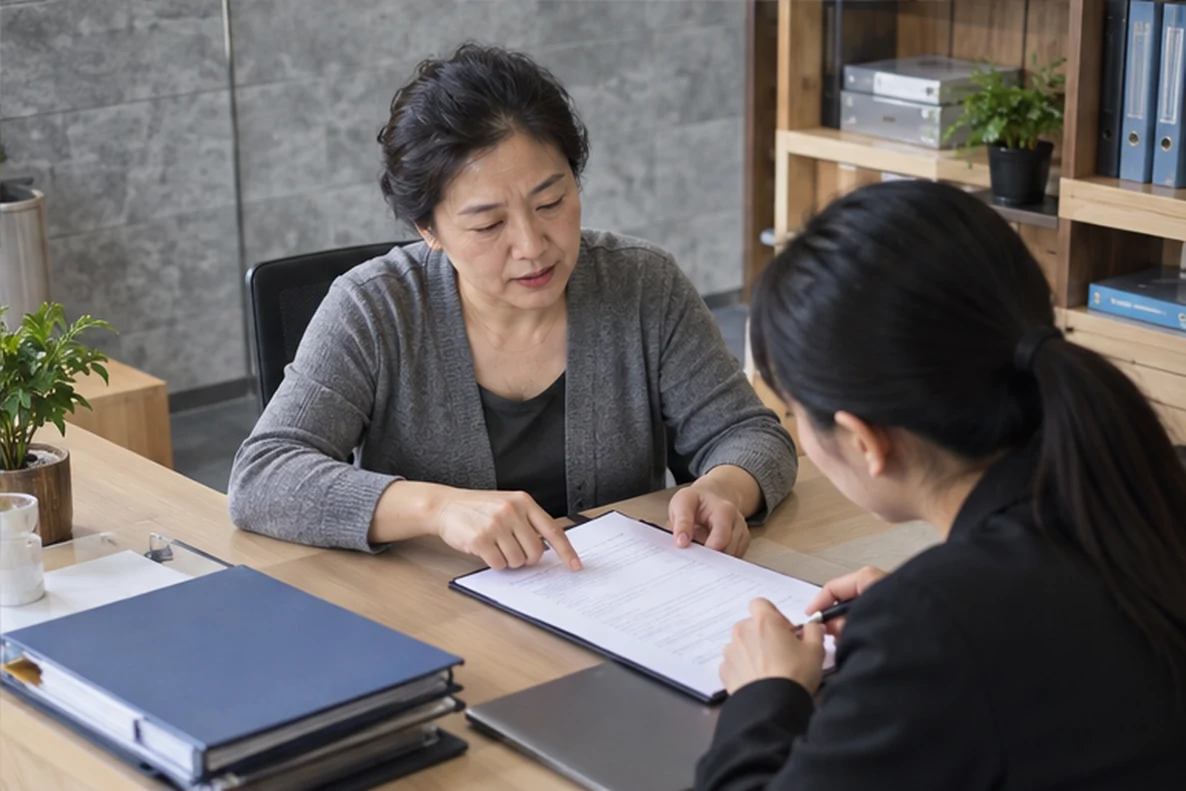 核对注册公司资料与办理事项的服务场景示意