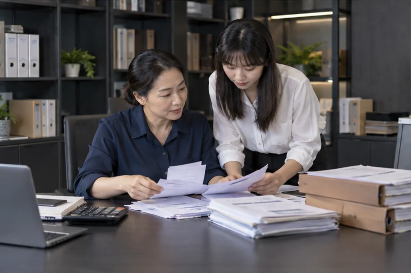 整理企业票据与日常账务资料的服务场景示意