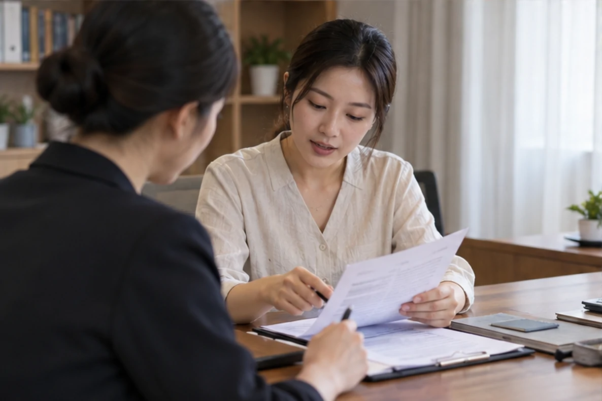 核对注册公司资料与办理事项的服务场景示意