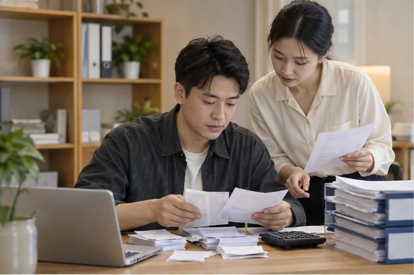 整理企业票据与日常账务资料的服务场景示意