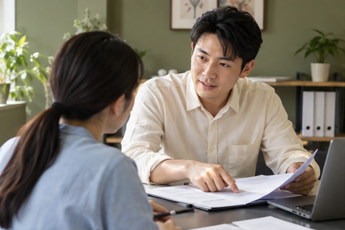 核对注册公司资料与办理事项的服务场景示意