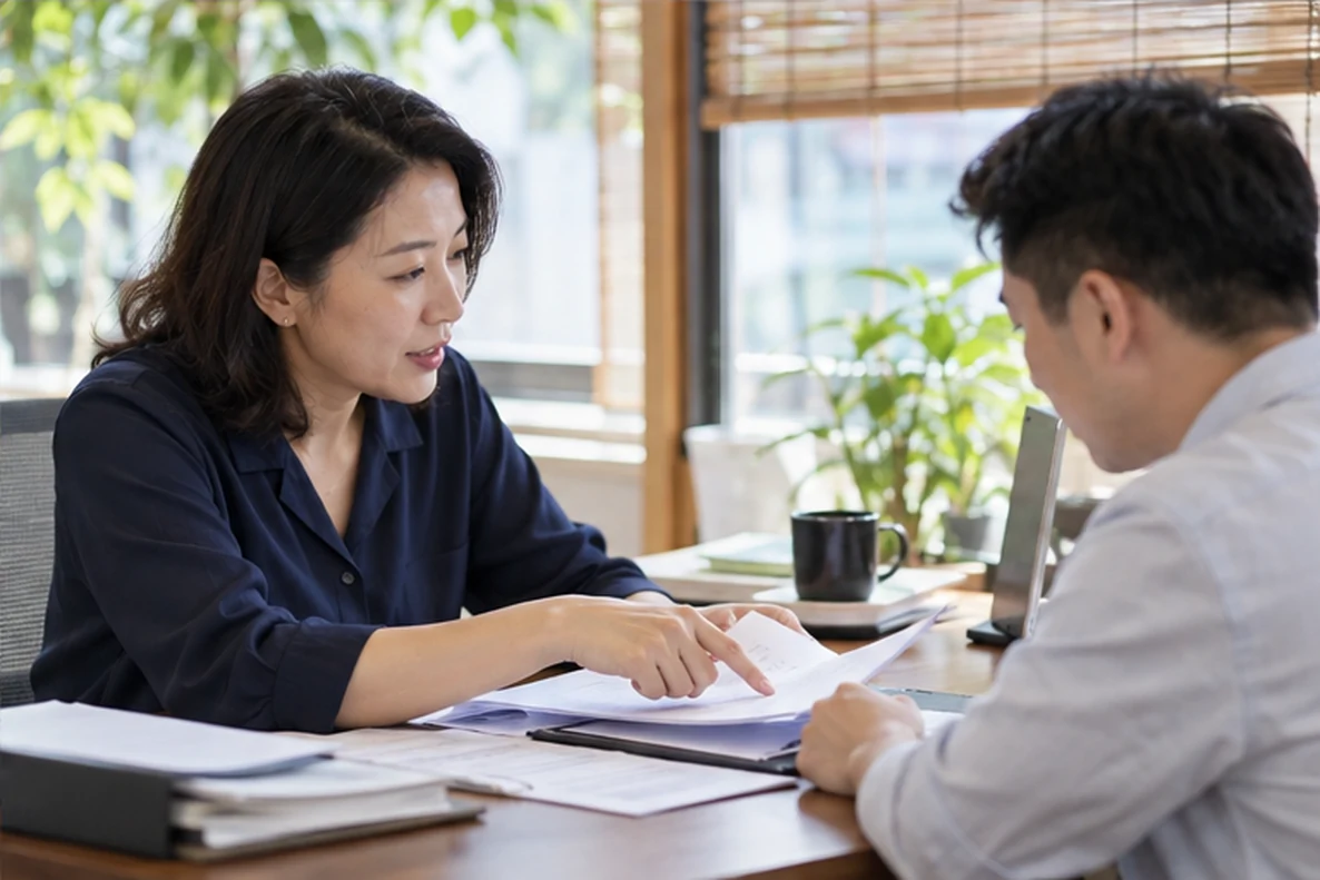 核对注册公司资料与办理事项的服务场景示意
