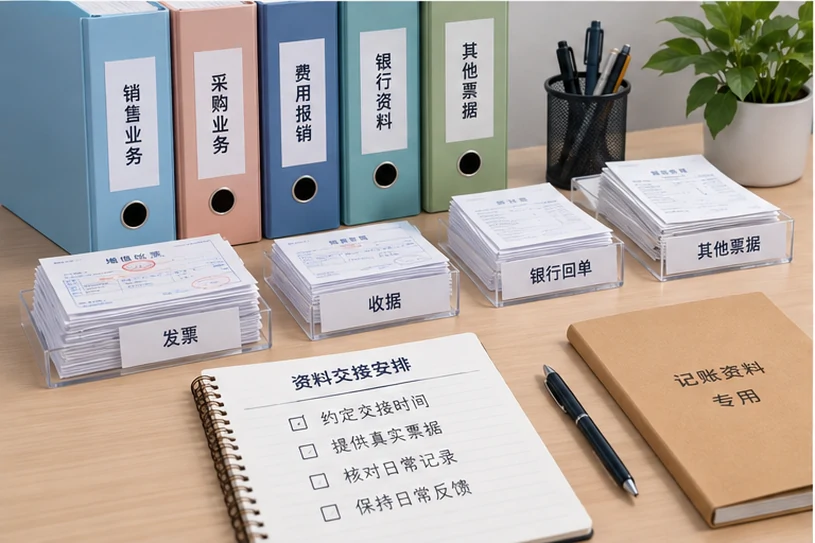 整理企业票据与日常账务资料的服务场景示意