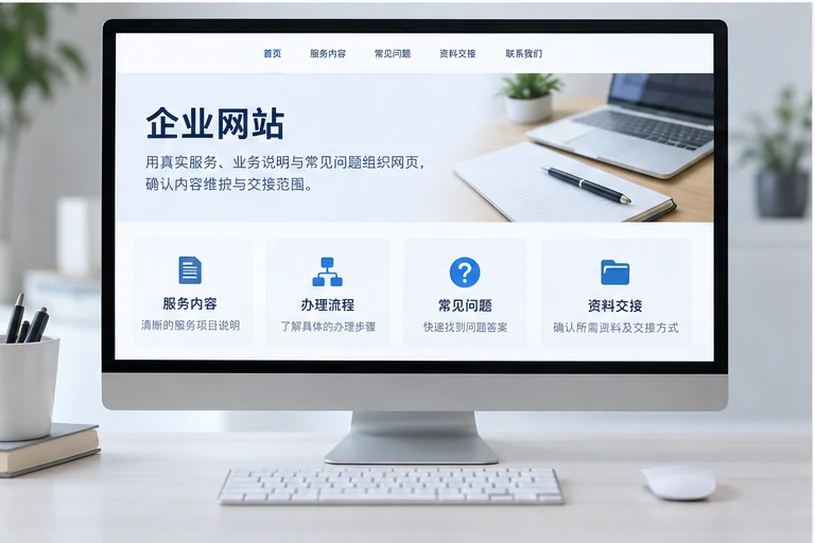 企业网站展示业务与服务信息的场景示意
