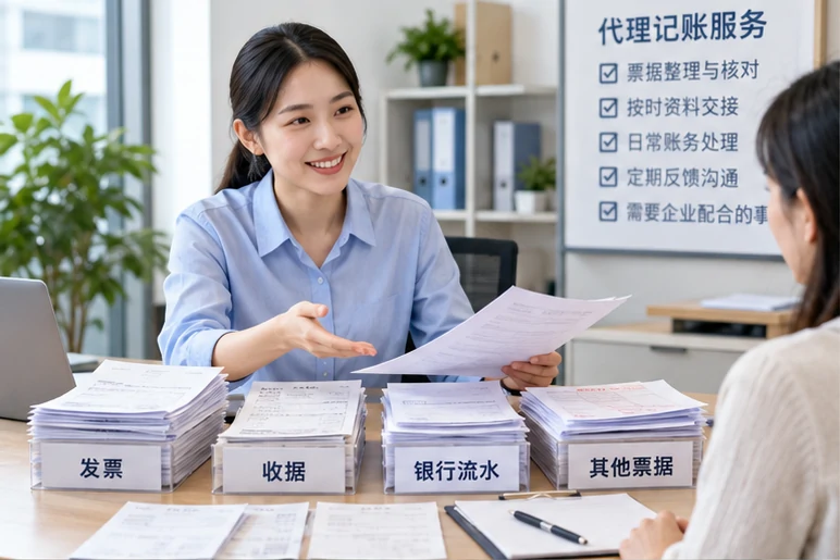 整理企业票据与日常账务资料的服务场景示意