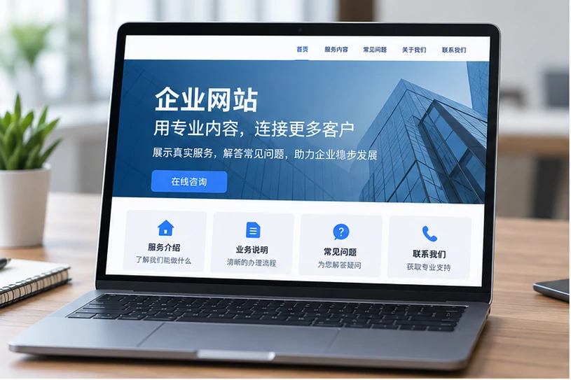 企业网站展示业务与服务信息的场景示意