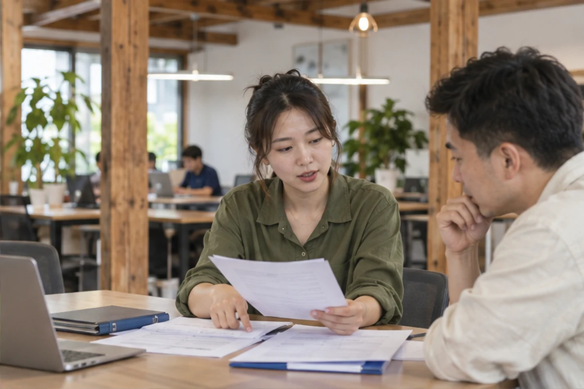 核对注册公司资料与办理事项的服务场景示意