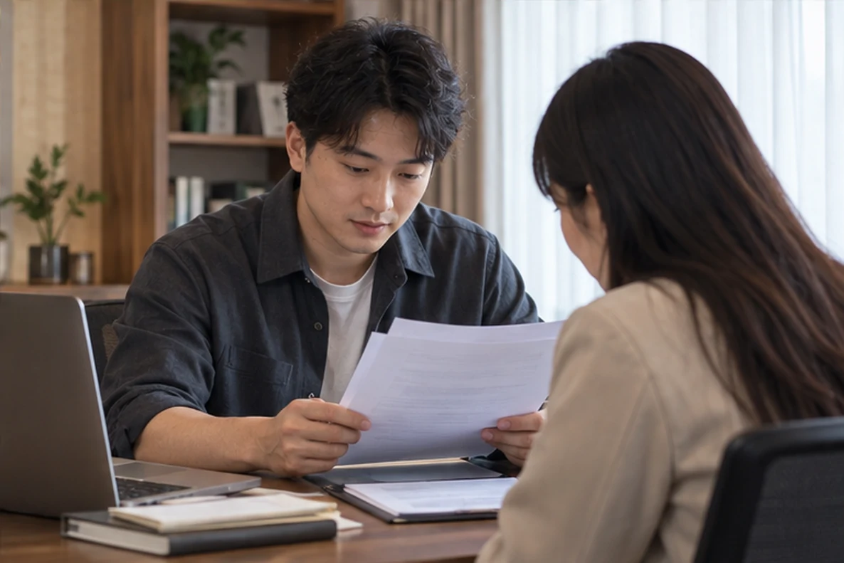 核对注册公司资料与办理事项的服务场景示意