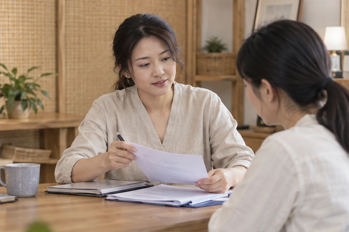 核对注册公司资料与办理事项的服务场景示意