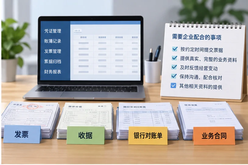 整理企业票据与日常账务资料的服务场景示意