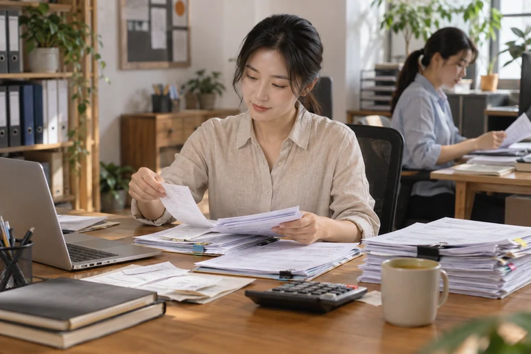 整理企业票据与日常账务资料的服务场景示意