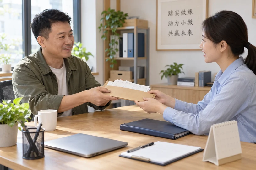 整理企业票据与日常账务资料的服务场景示意