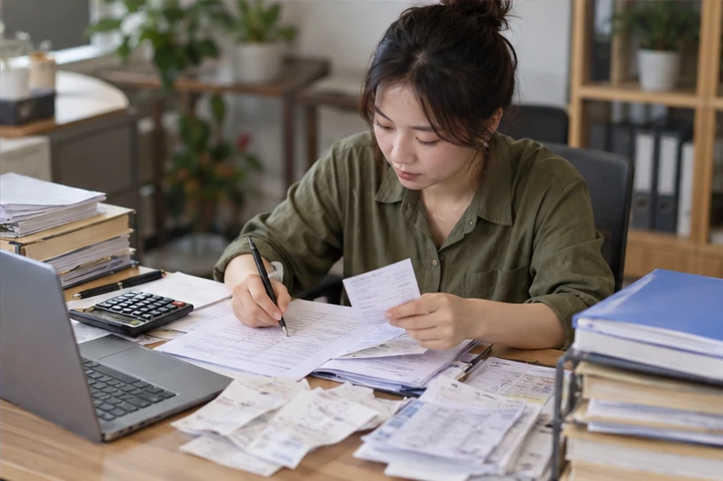 整理企业票据与日常账务资料的服务场景示意