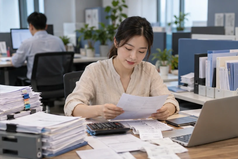整理企业票据与日常账务资料的服务场景示意