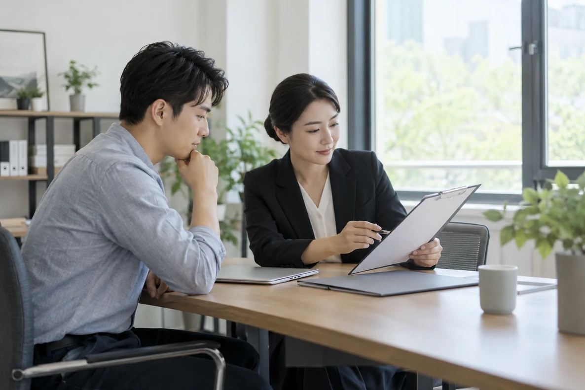 核对注册公司资料与办理事项的服务场景示意