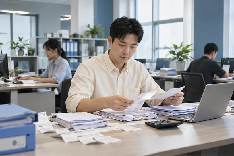 整理企业票据与日常账务资料的服务场景示意