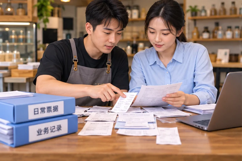 整理企业票据与日常账务资料的服务场景示意