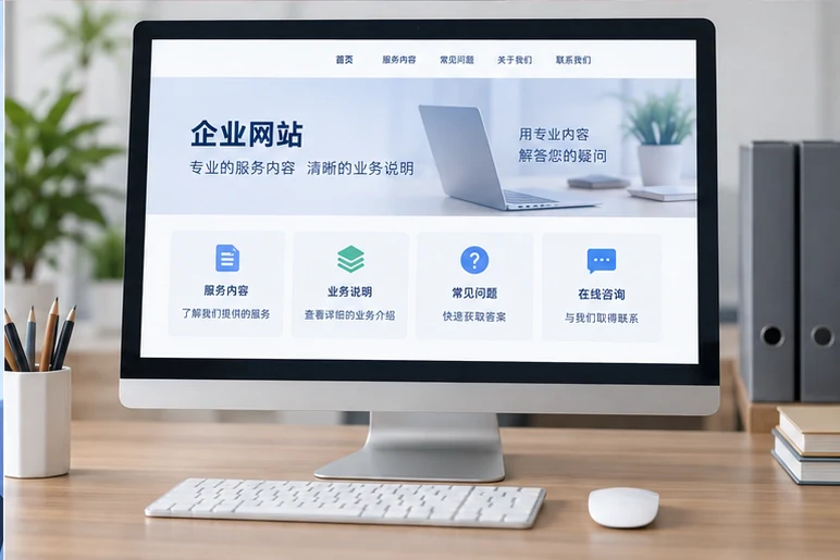 企业网站展示业务与服务信息的场景示意