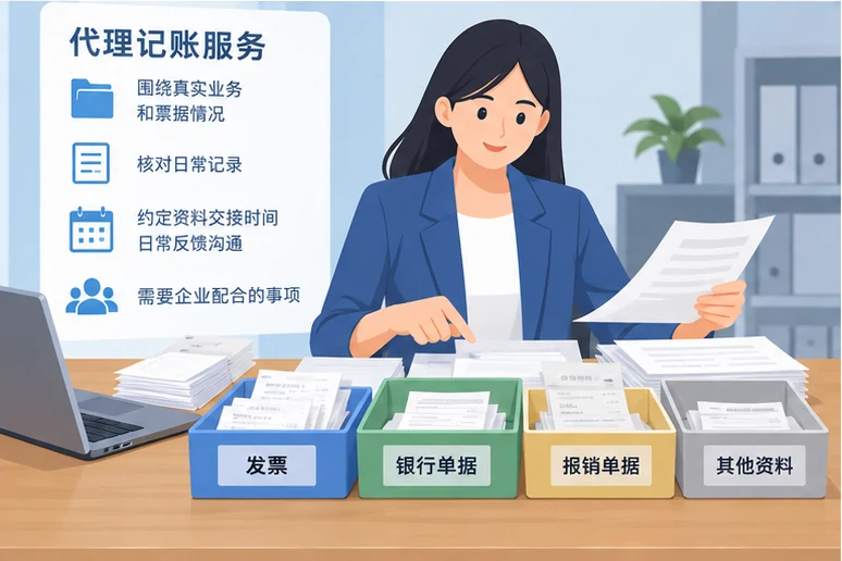 整理企业票据与日常账务资料的服务场景示意