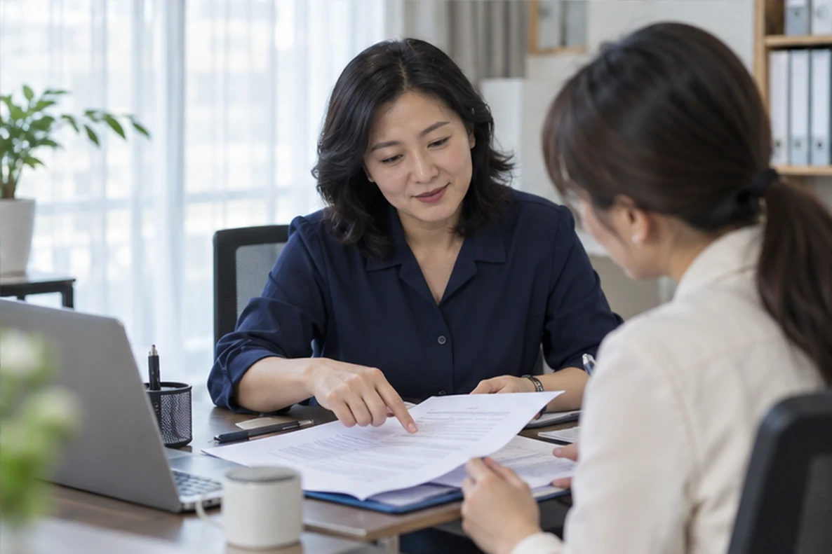 核对注册公司资料与办理事项的服务场景示意