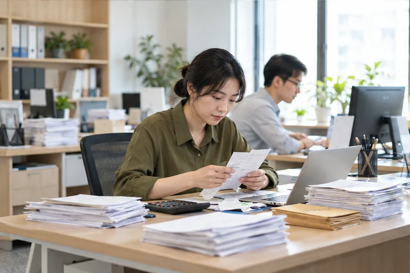 整理企业票据与日常账务资料的服务场景示意