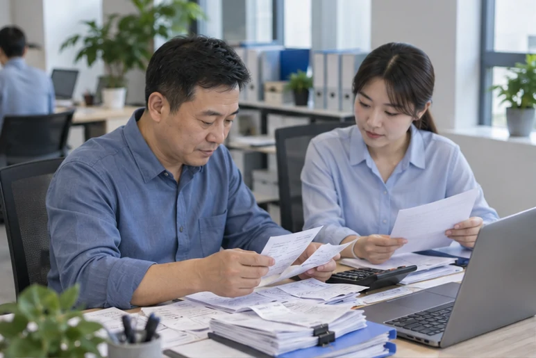 整理企业票据与日常账务资料的服务场景示意