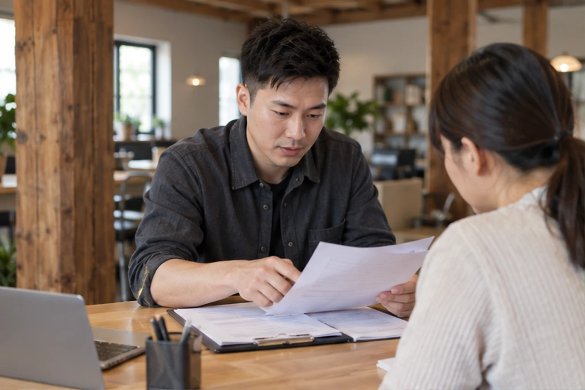 核对注册公司资料与办理事项的服务场景示意