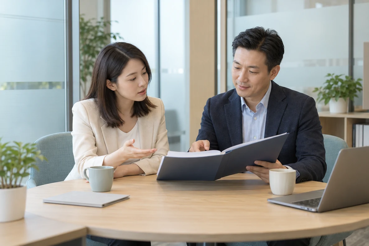 核对注册公司资料与办理事项的服务场景示意