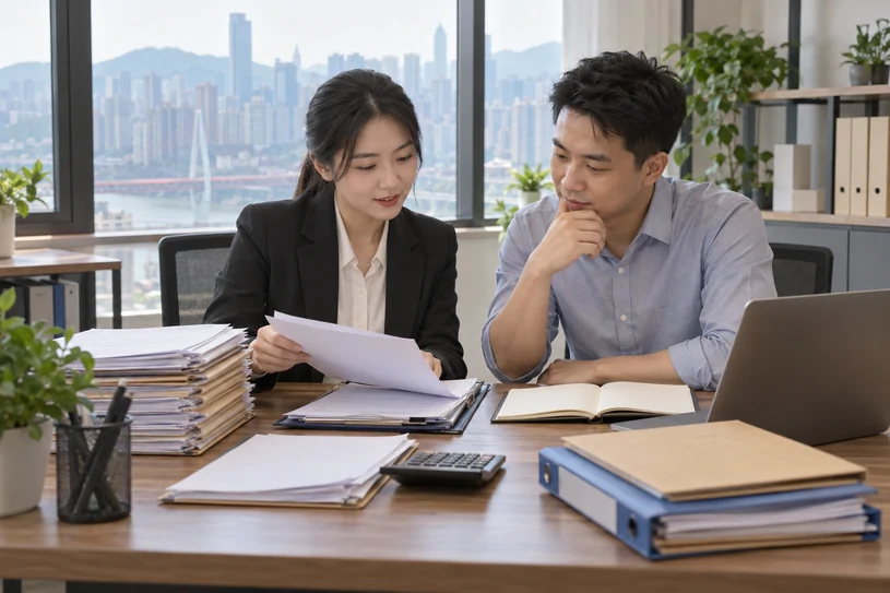 整理企业票据与日常账务资料的服务场景示意