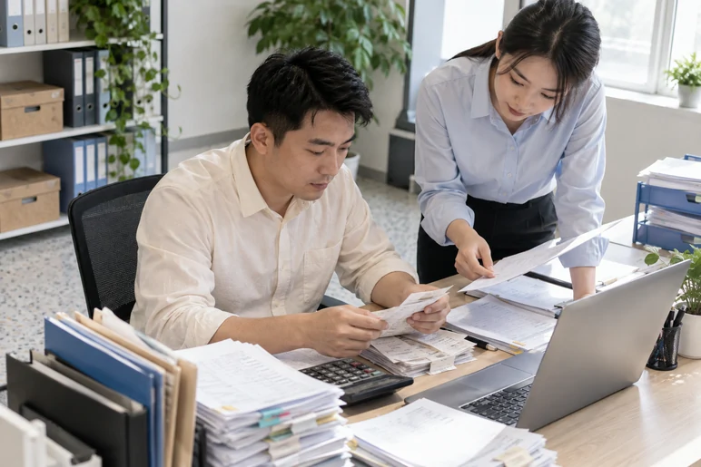 整理企业票据与日常账务资料的服务场景示意