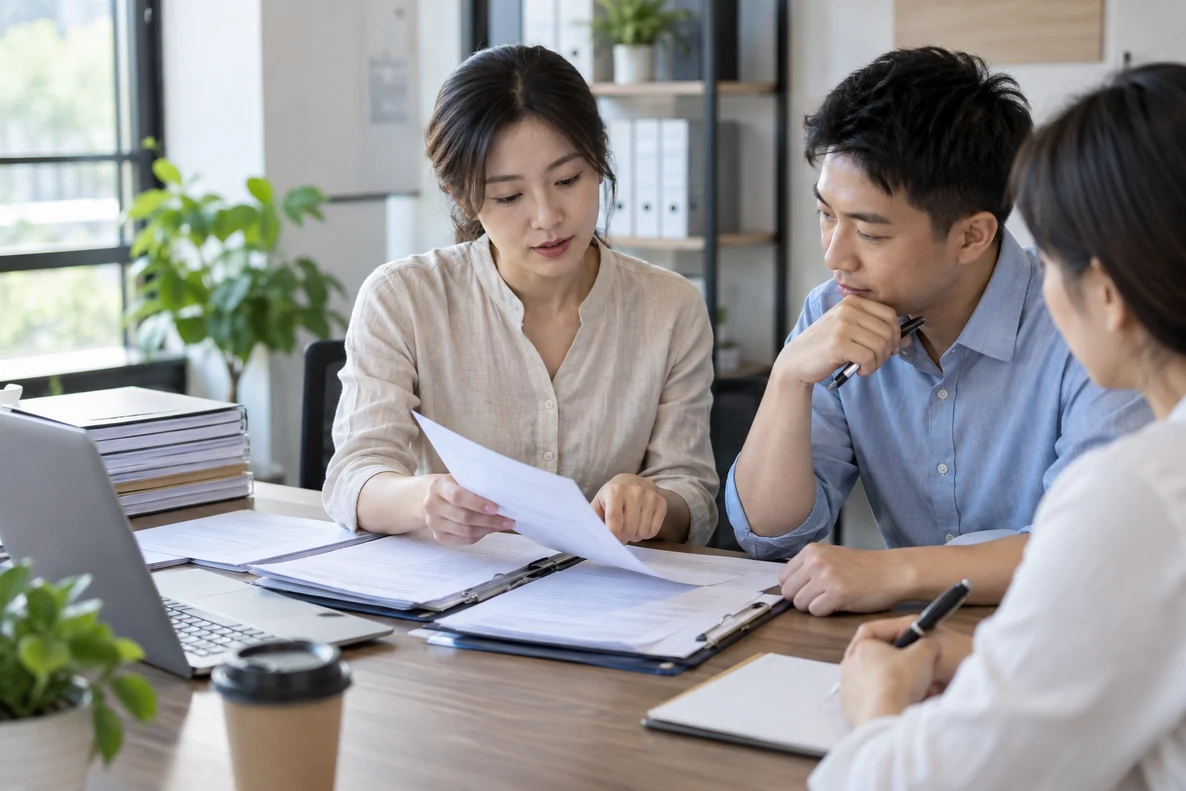 核对注册公司资料与办理事项的服务场景示意