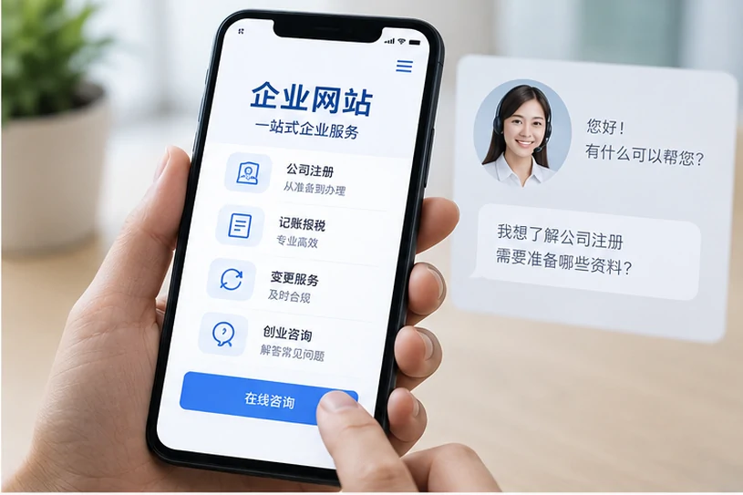 企业网站展示业务与服务信息的场景示意