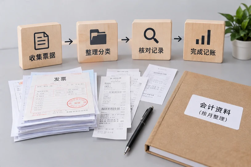 整理企业票据与日常账务资料的服务场景示意