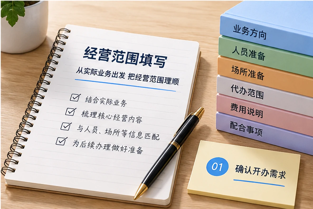 核对注册公司资料与办理事项的服务场景示意