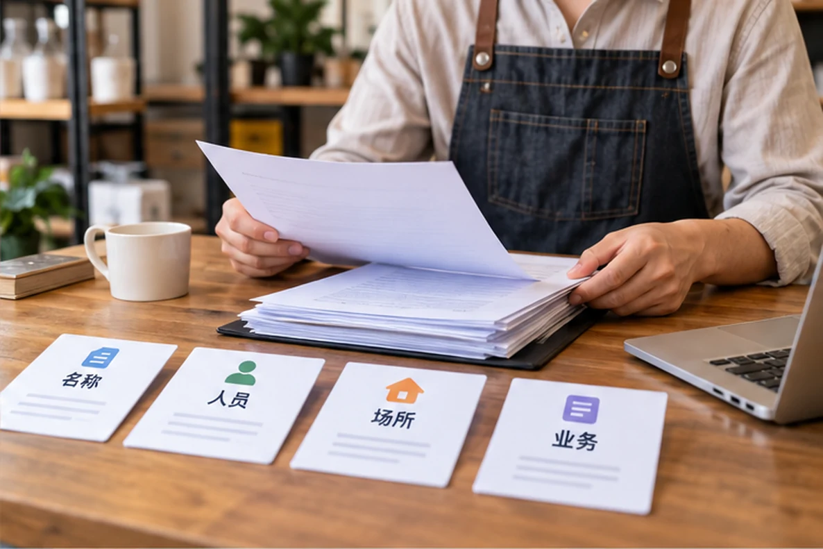 核对注册公司资料与办理事项的服务场景示意