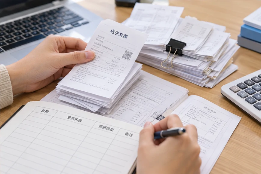 整理企业票据与日常账务资料的服务场景示意