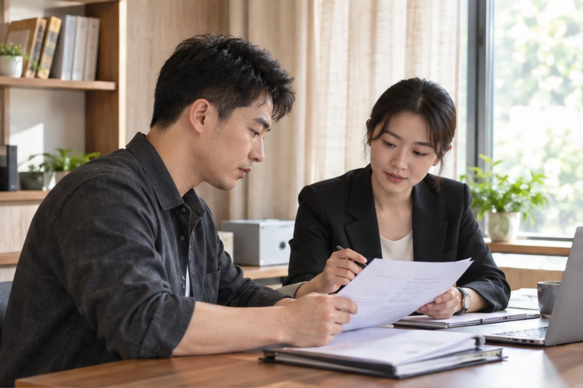 核对注册公司资料与办理事项的服务场景示意