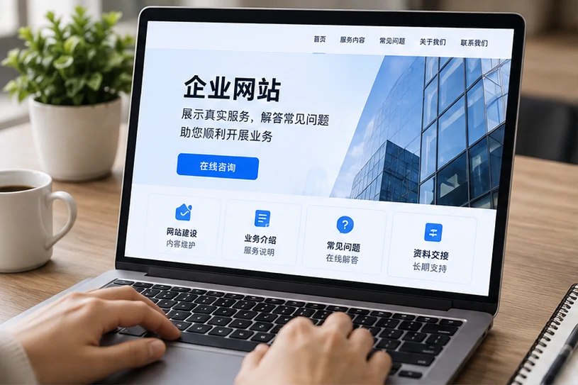 企业网站展示业务与服务信息的场景示意