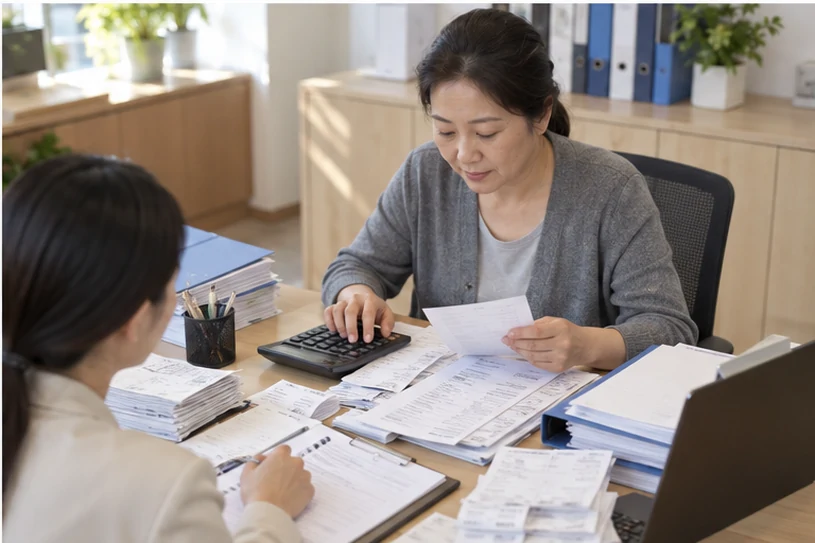 整理企业票据与日常账务资料的服务场景示意
