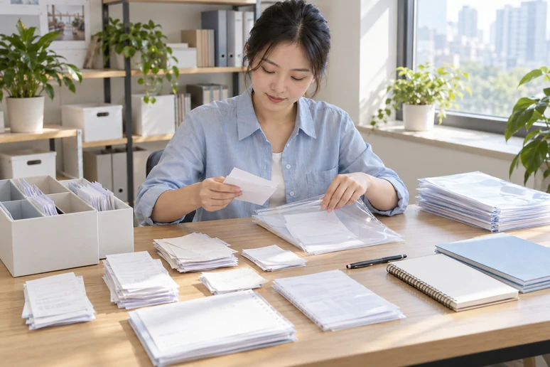 整理企业票据与日常账务资料的服务场景示意