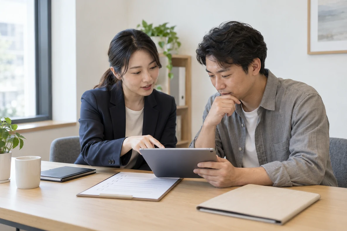 核对注册公司资料与办理事项的服务场景示意