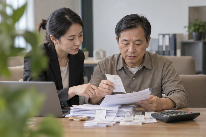 整理企业票据与日常账务资料的服务场景示意